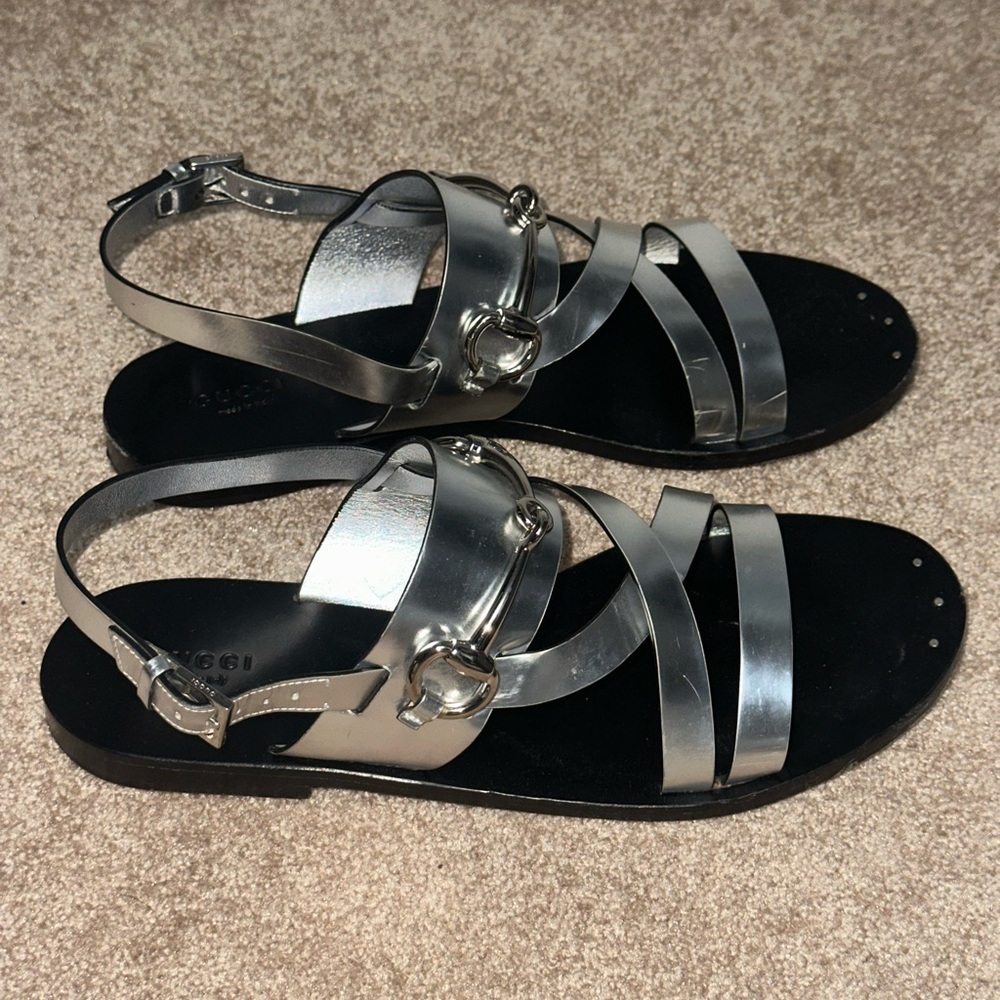Silver Strappy Gucci Sandals - Picture 5 of 8